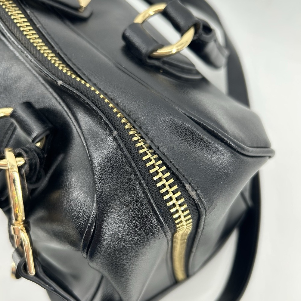 CUORE & PELLE Celeste Leather Dr. Style Satchel Black & Gold - Picture 10 of 15